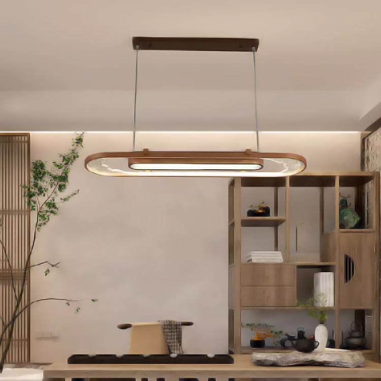 新中式茶室吊灯古典茶桌灯简约长方形办公室灯LED餐厅门市前台灯