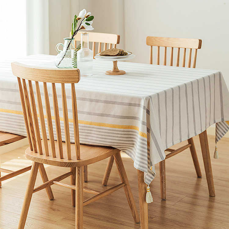 名杨织秀 条纹小清新四角流苏棉涤混纺卷边桌布现代简约餐桌台布,居家布艺,椅套/椅垫,淘宝优惠券,粉丝福利购,淘宝优惠卷