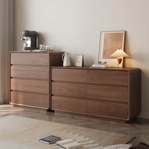 实木五斗柜卧室收纳柜床尾八斗客厅靠墙储物立柜胡桃木色抽屉斗橱