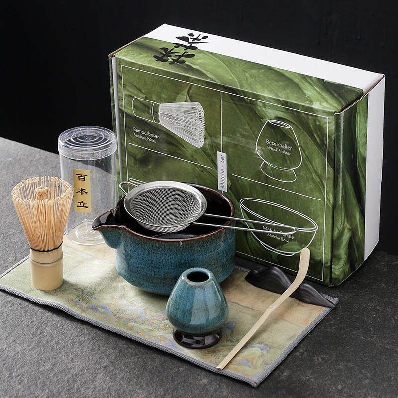 日式抹茶茶具套装窑变抹茶碗带嘴茶筅百本立整套宋代点茶器具新品