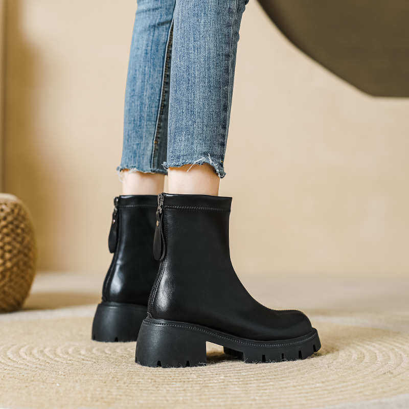 短靴女大码41一43厚底粗跟马丁靴弹力瘦瘦靴英伦风冬季加绒单靴子,女鞋,弹力靴/袜靴,淘宝优惠券,粉丝福利购,淘宝优惠卷