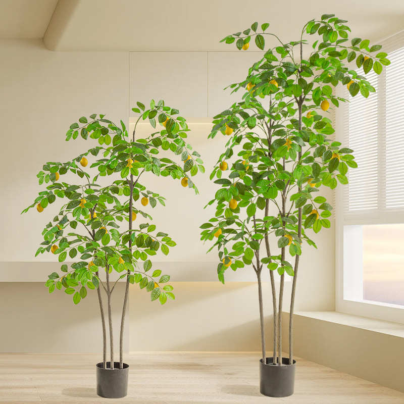 绿装饰室内盆栽摆件假植物仿真树盆景客厅欧风假柠檬树北仿真植树