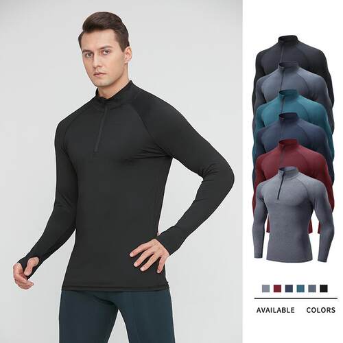 Men's high neck sports basketball running jacket, half zip