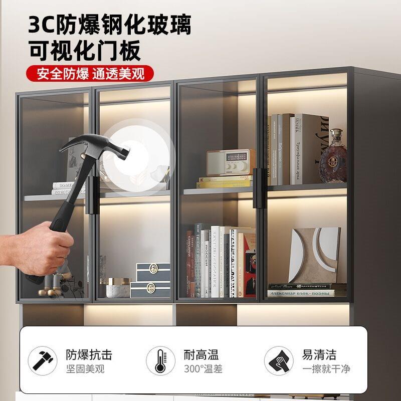 批书柜储物柜一体客厅家用酒柜展示柜卧室靠墙陈列柜子带玻璃门防