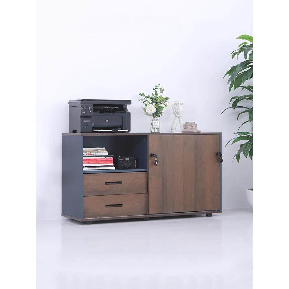 低柜储物柜文件桌侧柜木制侧柜三抽屉移动可锁存储办公室打印机柜