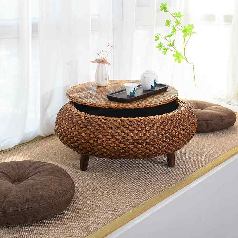 藤编小茶几飘窗小桌子草炕卧室家用窗简约飘地台矮桌编可桌收无品