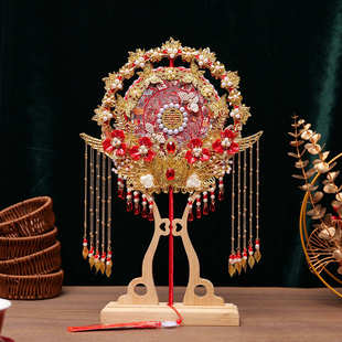 2458中式新娘团扇送闺蜜结婚出嫁遮面扇子成品手工diy材料包