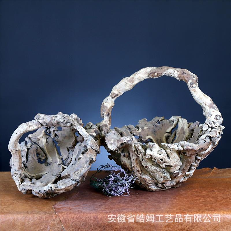 销售手工制作实木花盆花桶花艺花篮插花花器居家装饰储物器皿