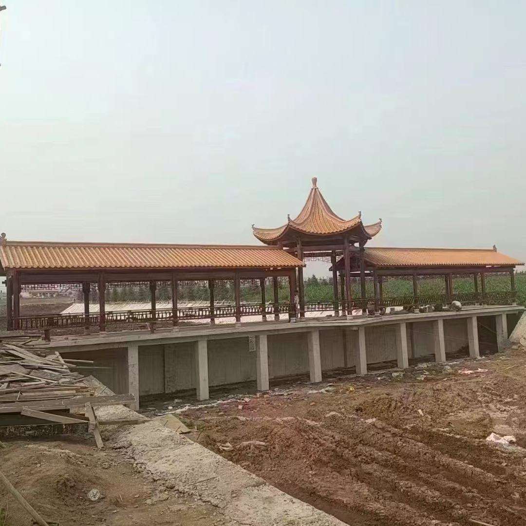 防腐木长廊户外庭院水榭亭连廊凉亭公园亭子休闲文化园林景观亭子