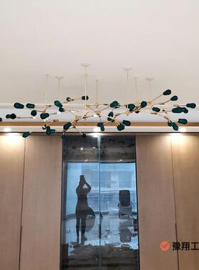 现代绿色萤火虫吊灯别墅酒楼来图来样酒店火锅店大厅楼梯灯后现代