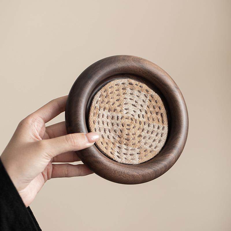 家用胡桃木甜甜圈壶承实木小茶台茶托紫砂壶养壶垫杯垫茶道配件