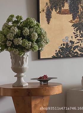 新古典风墅仿玉石花树脂器简约时BMB尚别酒款店庭院装饰浮雕花器