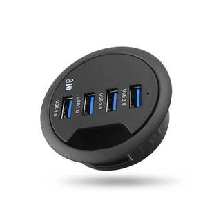 USB电脑扩展器3.0集线器转换器四口充电外接电源接口拓展器 桌洞式