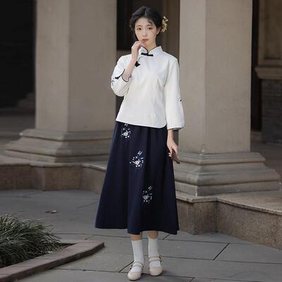 民国风女装汉服女中国风春夏改良复古文艺两件套学生装班服日常装