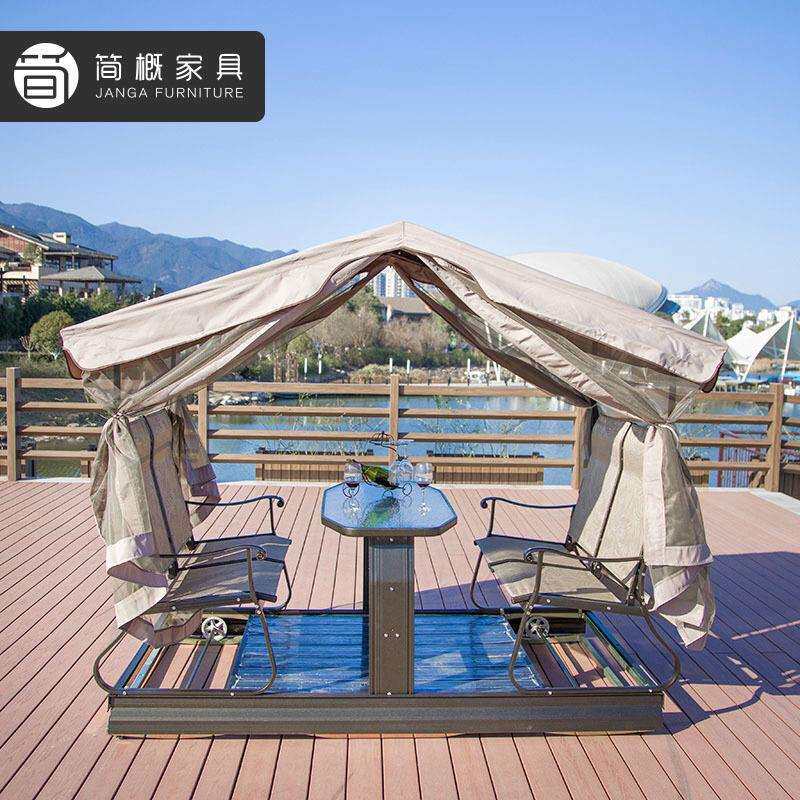 户外秋千庭院花园别墅摇摇椅阳台四人动力摇椅度假村室外双人吊椅