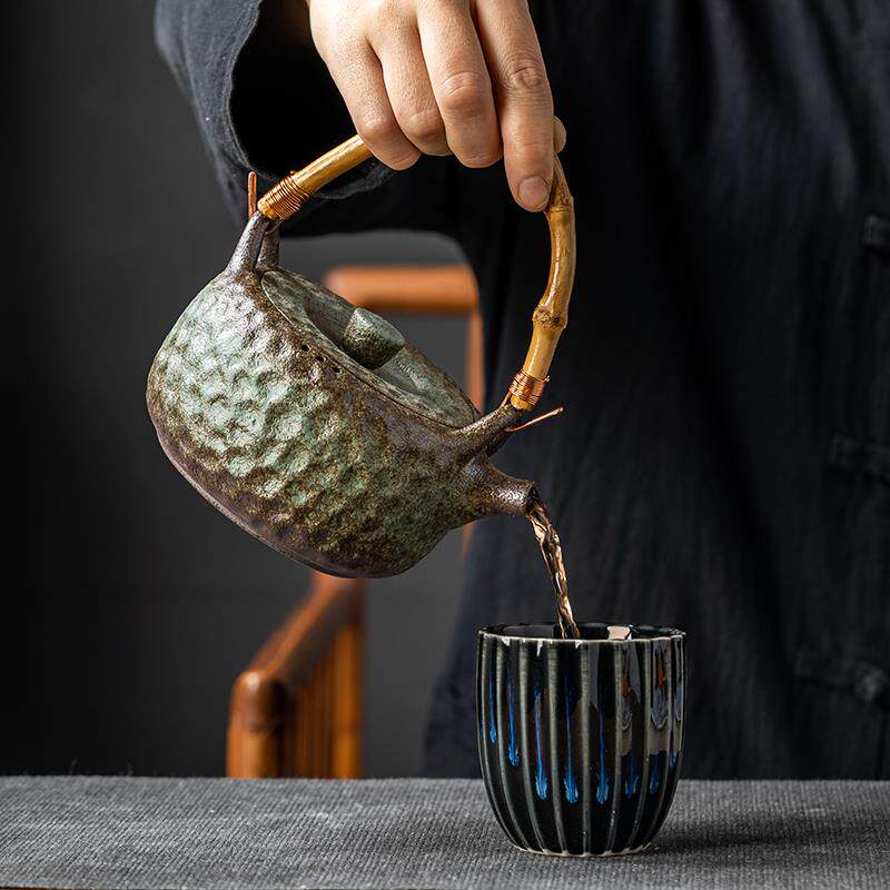 复古大小容量粗陶茶壶泡茶家用提梁壶日式陶瓷商用户外陶炉中式