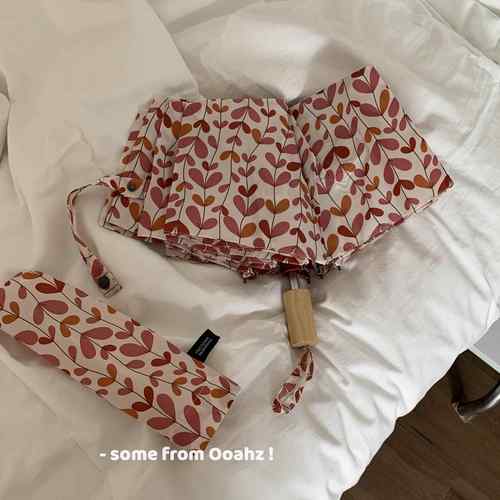 正品奶粉｜三色堇 原素木手柄黑胶实雨伞o昔oahz晴雨两用遮阳防