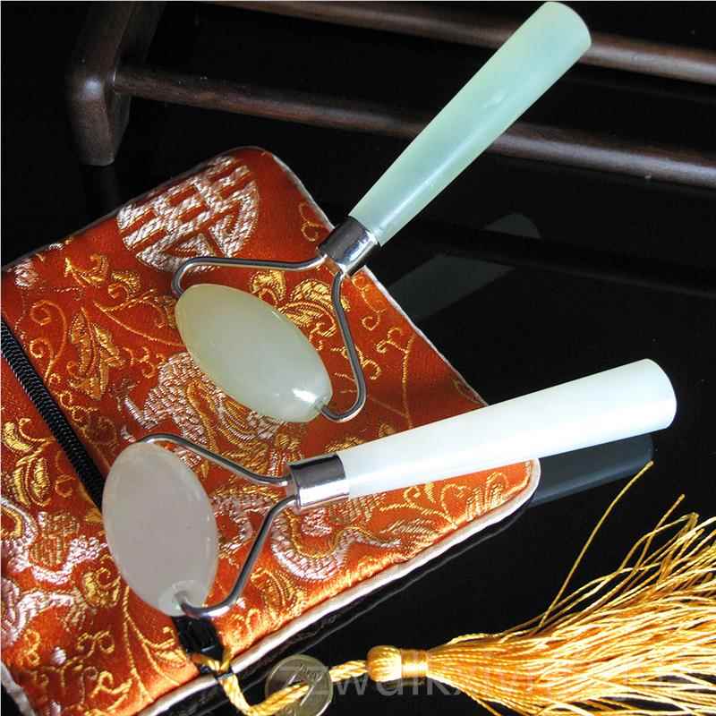 新款天然玉石美容滚器按棒头轮 岫玉瘦脸摩轮 单玉滚轮 面部按摩