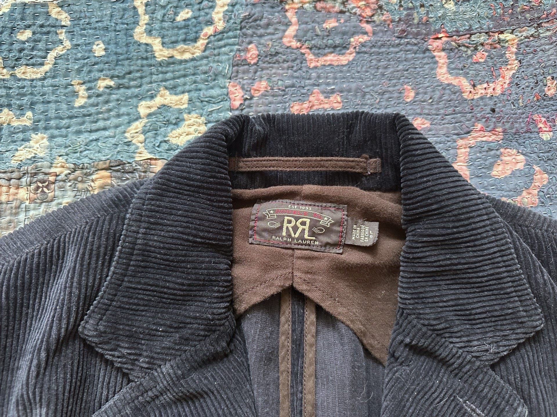 RRL Dark Indigo Corduroy Suit Jacket — front
