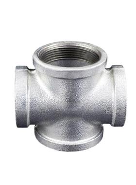 马钢镀锌丝十字型四通水管接头内齿水暖配件Dn15~Dn100 4分~4寸