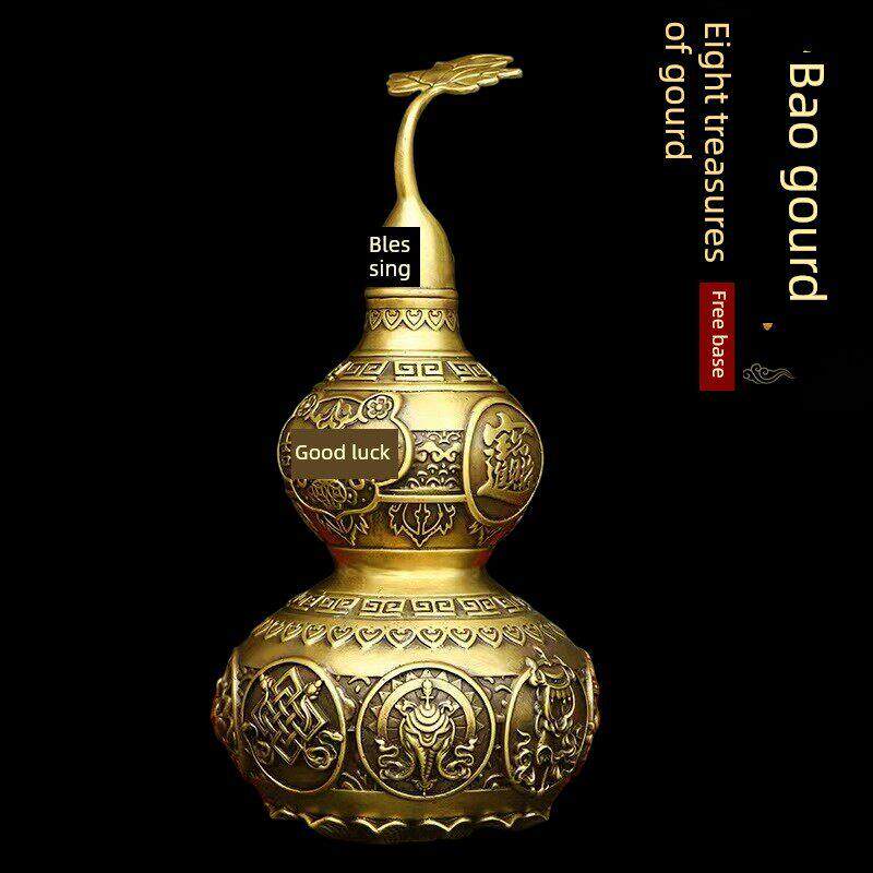 大号纯铜八宝葫芦开盖开口空心葫芦摆件玄关客厅卧室桌面铜器摆件