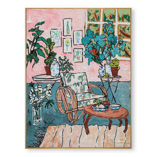 马蒂斯田园小众ins民宿挂画现代简约抽象粉色客厅装 饰画艺术插画