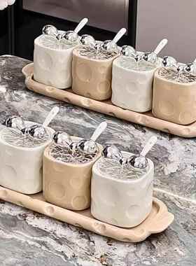 奶酪陶调味厨罐家用31430房高颜值调盒味瓷防潮大容量储存佐料盒