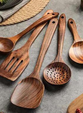 Acacia wood ladle Wooden slotted spoon Non-stick pan special