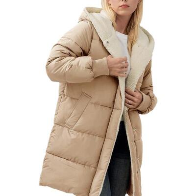 Women's hooded cotton jacket, long sleeved double-sided