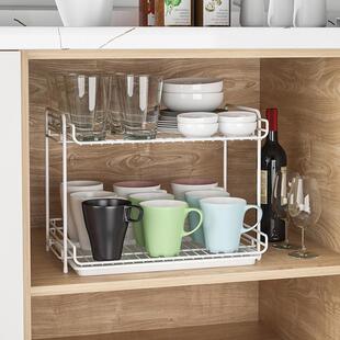 双层杯架收纳架子放杯子水杯置物架沥水倒挂茶杯茶具玻璃杯收纳柜