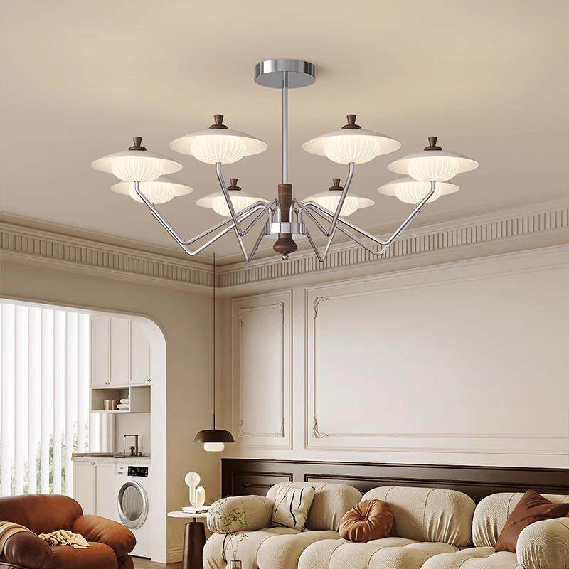 全光谱灯客厅吊灯饭厅吧台灯三头异形中古法式奶油风餐桌灯飞碟灯