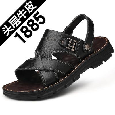 正品男士凉鞋2024新款真皮底中老年爸牛休闲男凉拖夏软季沙滩皮凉