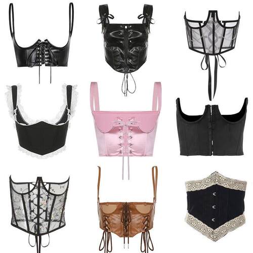 Chic Women Underbust Corset Y2K Aesthetic Fairycore Kawaii T
