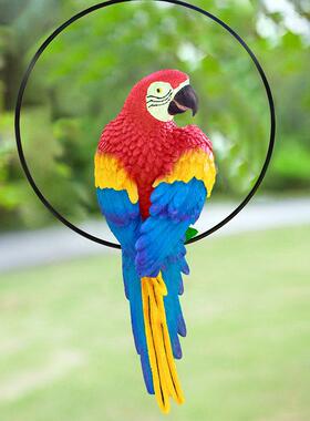 模拟鹦鹉鸟装饰品，户外庭院花园吊坠，玻璃纤维雕刻工艺品，树脂