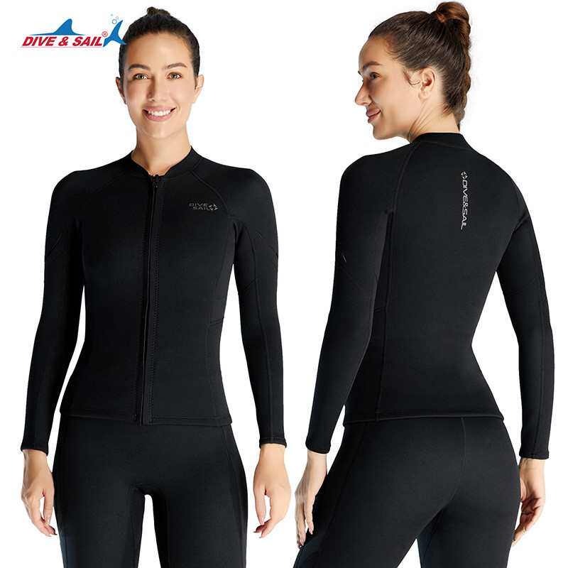 DIVE&SAIL潜水服男1.5MM分体长袖保暖潜水衣女大码冲浪游泳浮潜衣