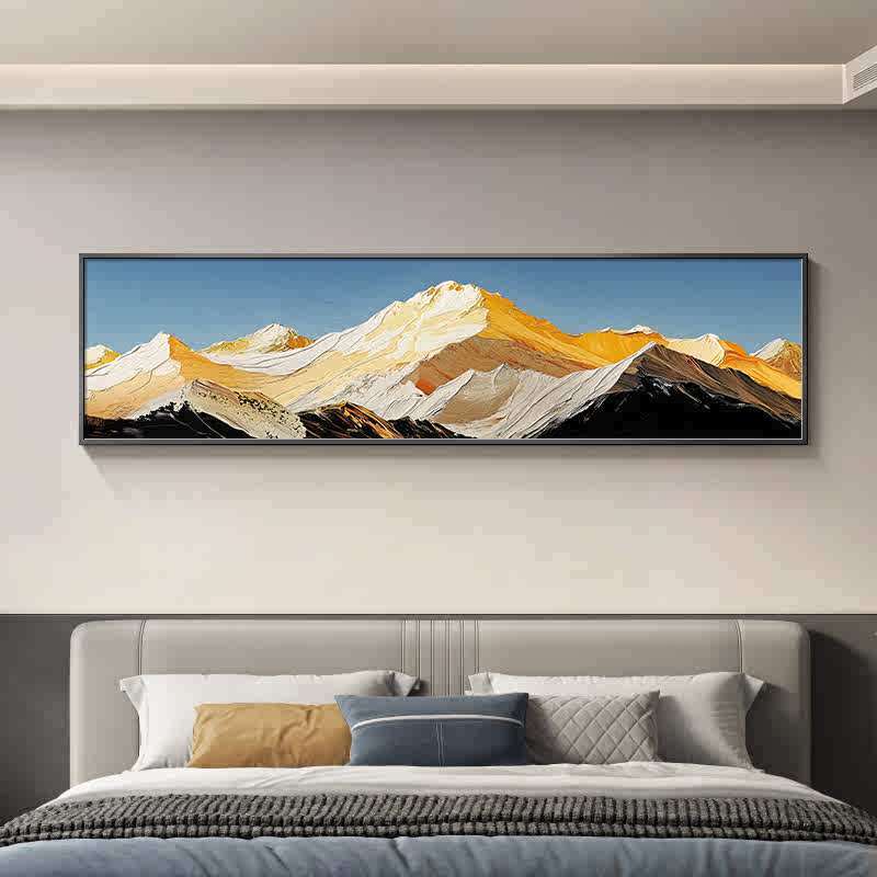 日照金山酒店床头油画高级肌理画卧室房间装饰画大幅客厅挂画