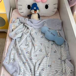 可爱双层纱丹麦绒毛毯午休毯盖毯秋冬卧室沙发休闲披肩毯子