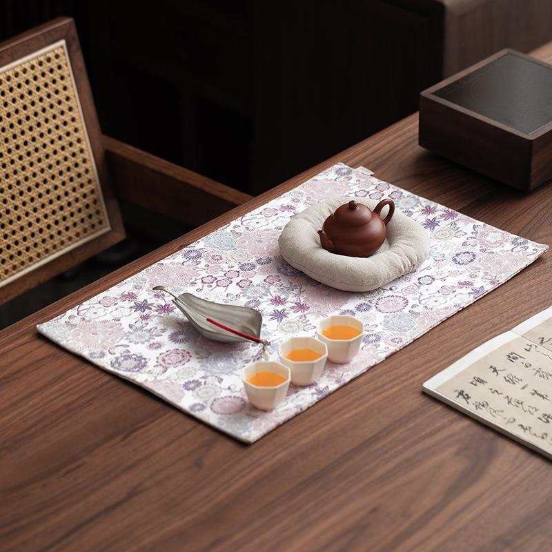 中式禅意织锦刺绣茶席高档女士茶垫国风茶几桌布古典轻奢高端桌旗