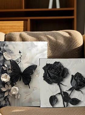 现代轻高级感覆古黑白INS风斗饰画 奢画客厅电视装柜柜床头摆MIA