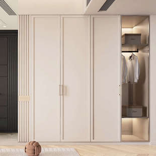 全球全屋定制法式奶油风整体卧室走入式一门到顶衣柜定制家具订制