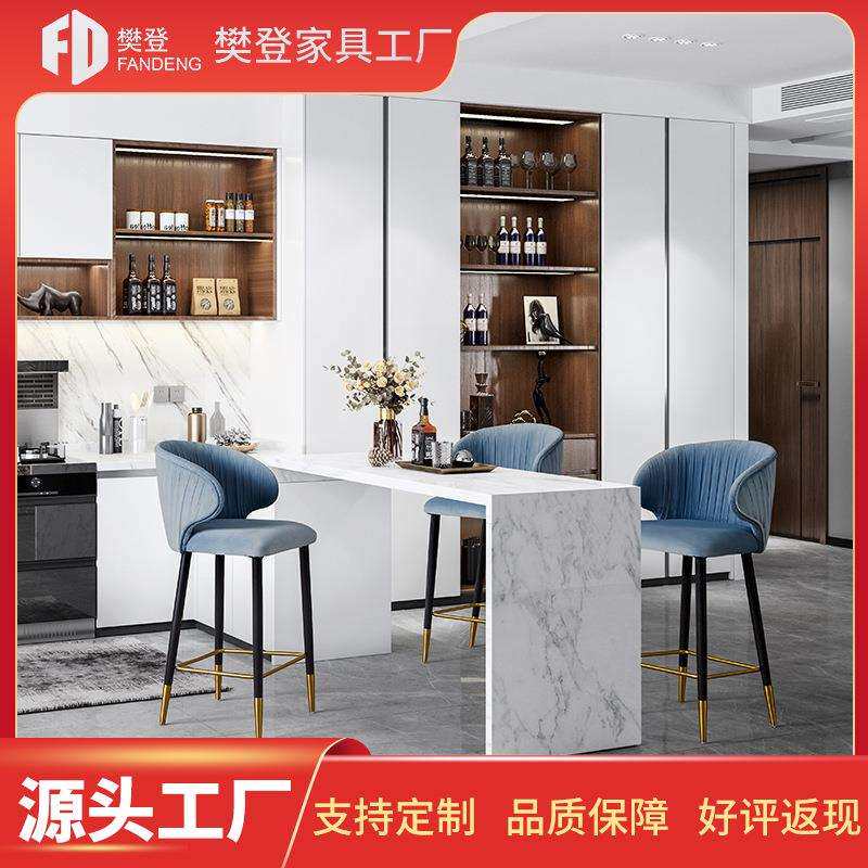 美式轻奢铁艺家用吧椅高脚凳吧台凳靠背椅公司前台接待椅网红吧椅