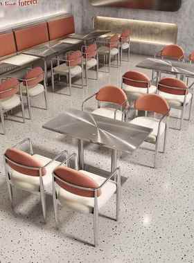 现厅做工业AJR风西餐茶餐厅墙卡沙发甜品店茶靠餐厅座不锈钢桌椅