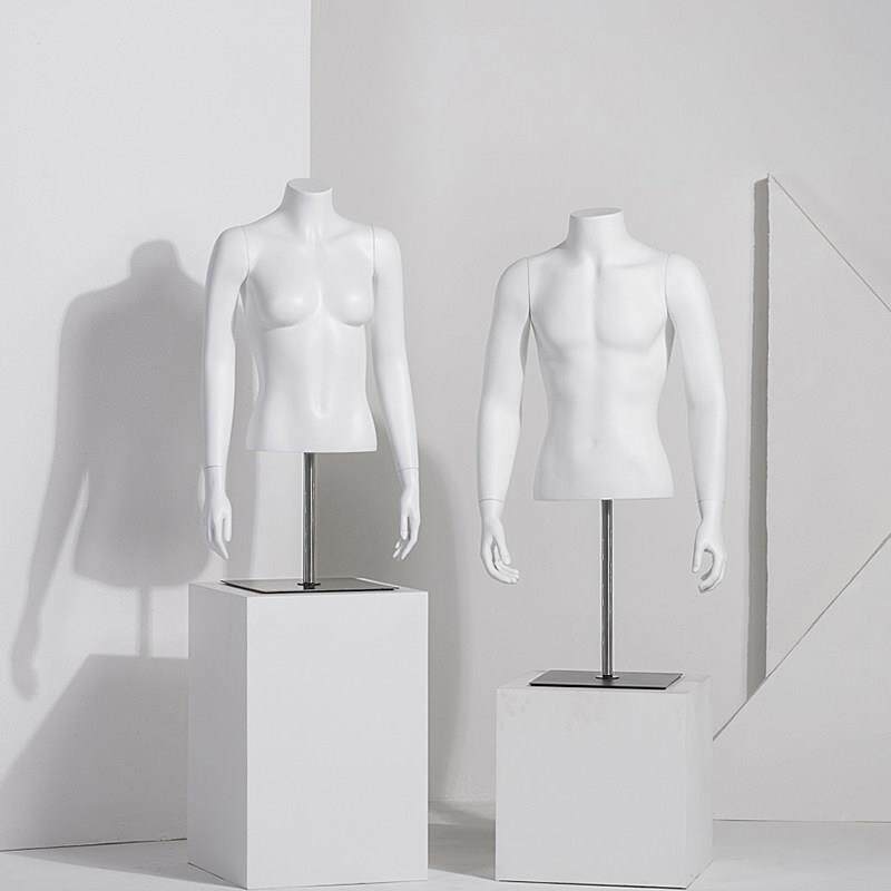 高档哑光白模特道具女半身台模展示架男女组合服装店橱窗假模特架