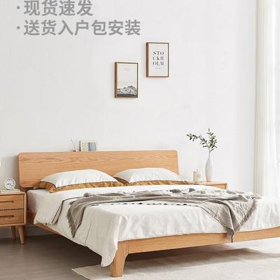 床双人1.x2米现代VZU简约主8卧大床橡胶木1.5童家儿用单人实木床