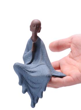 高档陶瓷创意尚居桌面摆可爱设沙弥小和佛像客厅办公室家摆件工艺