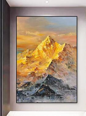 深圳制手绘油画日照金山玄关挂画 客厅沙发背景中式壁画 简约现代