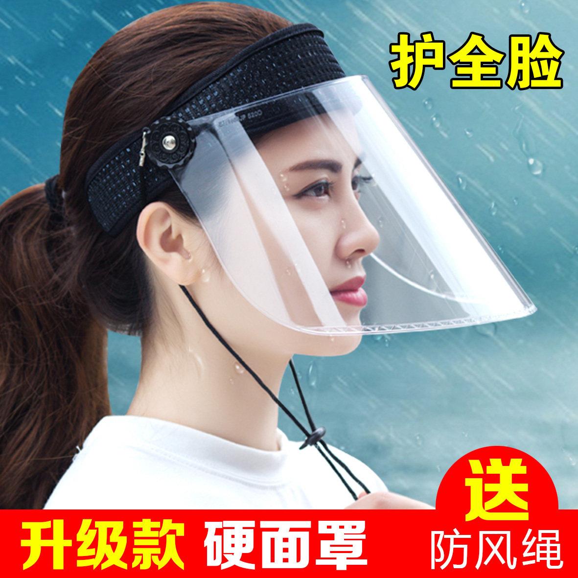 遮雨帽骑电动车防雨防风帽男女护脸透明面罩挡雨帽炒菜做饭防油溅