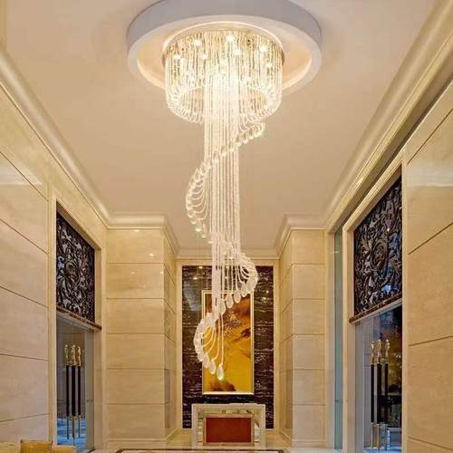 爆款LD水楼晶吊灯别墅客厅大复式挑空旋楼梯转E613轻奢