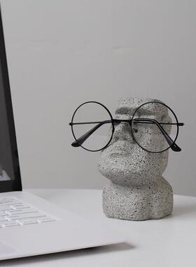 摩艾搞怪眼睛支架学生石像摆件办公室装饰展示架创意桌面收纳礼物