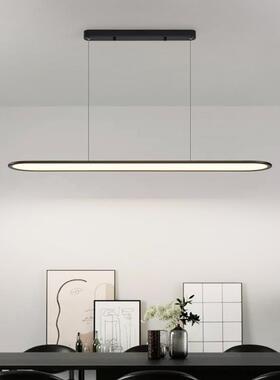 简大观园餐0厅7吊灯护眼现代简约极书一字长条办公室房餐桌灯具R0